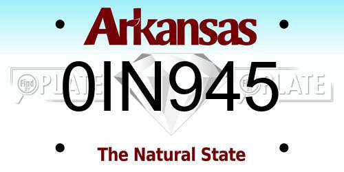 0IN945 Arkansas License Plate