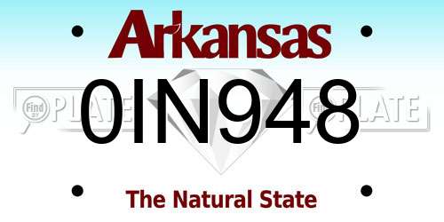 0IN948 Arkansas License Plate