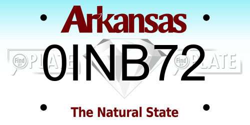 0INB72 Arkansas License Plate
