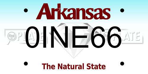 0INE66 Arkansas License Plate