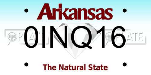 0INQ16 Arkansas License Plate