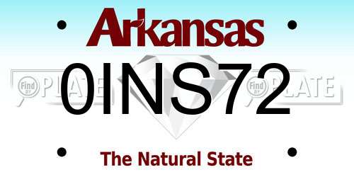 0INS72 Arkansas License Plate