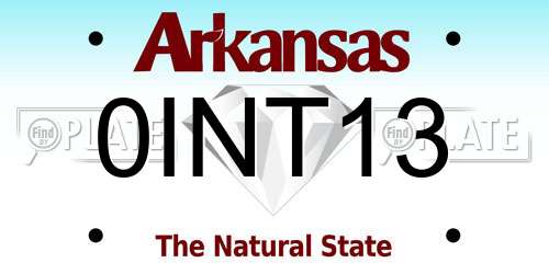 0INT13 Arkansas License Plate