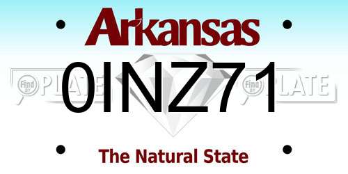 0INZ71 Arkansas License Plate