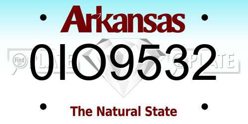 0IO9532 Arkansas License Plate