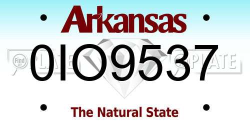 0IO9537 Arkansas License Plate
