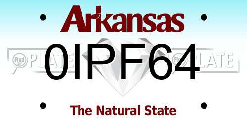 0IPF64 Arkansas License Plate