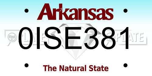 0ISE381 Arkansas License Plate