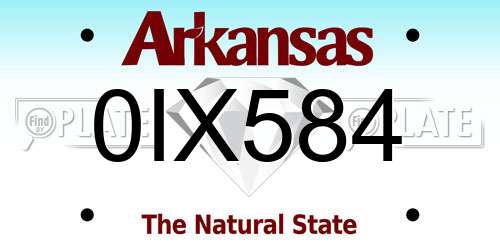 0IX584 Arkansas License Plate