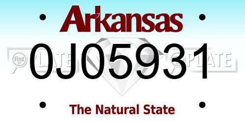 0J05931 Arkansas License Plate