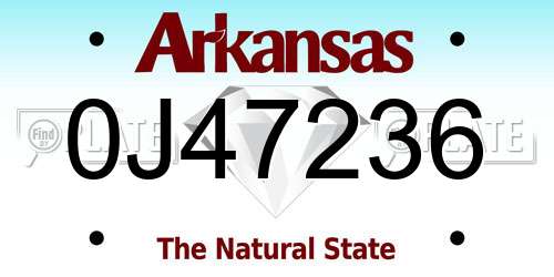 0J47236 Arkansas License Plate