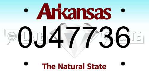 0J47736 Arkansas License Plate