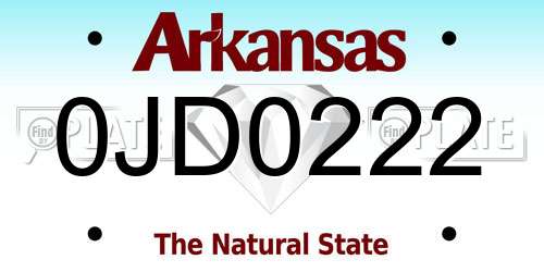 0JD0222 Arkansas License Plate