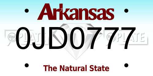0JD0777 Arkansas License Plate