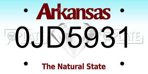 0JD5931 Arkansas License Plate