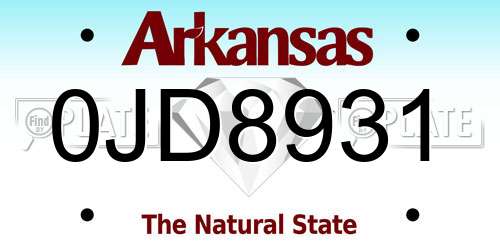 0JD8931 Arkansas License Plate