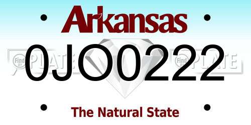 0JO0222 Arkansas License Plate