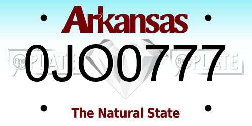 0JO0777 Arkansas License Plate