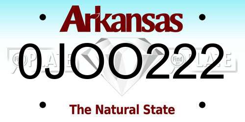 0JOO222 Arkansas License Plate