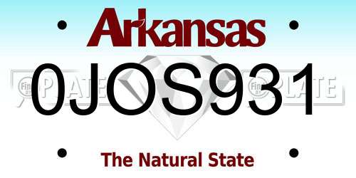 0JOS931 Arkansas License Plate