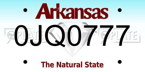 0JQ0777 Arkansas License Plate