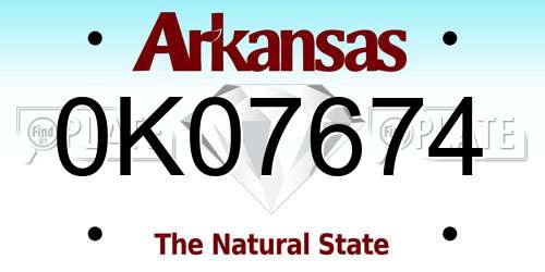 0K07674 Arkansas License Plate