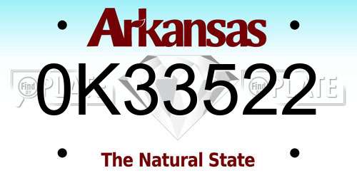 0K33522 Arkansas License Plate