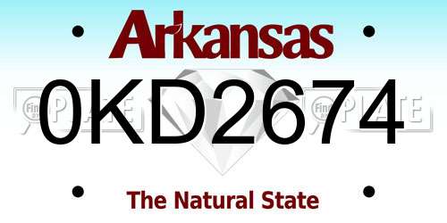 0KD2674 Arkansas License Plate
