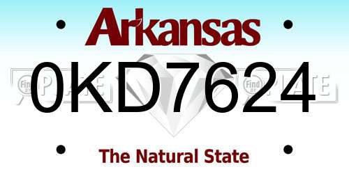 0KD7624 Arkansas License Plate