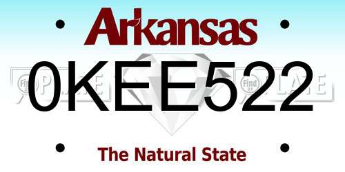 0KEE522 Arkansas License Plate