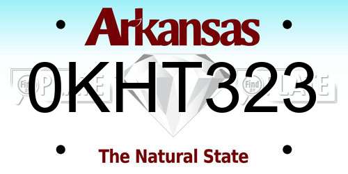 0KHT323 Arkansas License Plate
