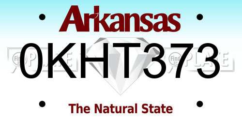 0KHT373 Arkansas License Plate