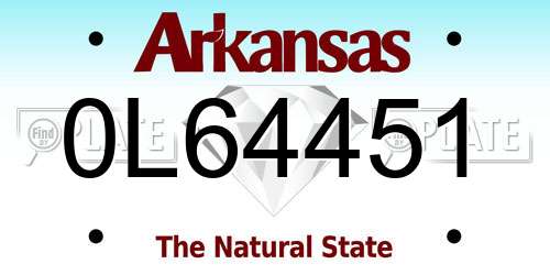 0L64451 Arkansas License Plate