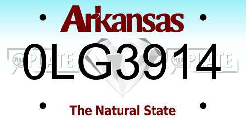 0LG3914 Arkansas License Plate