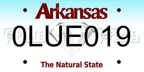 0LUE019 Arkansas License Plate
