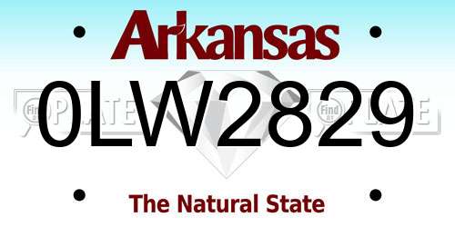 0LW2829 Arkansas License Plate
