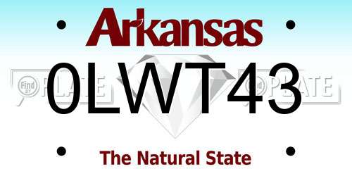 0LWT43 Arkansas License Plate