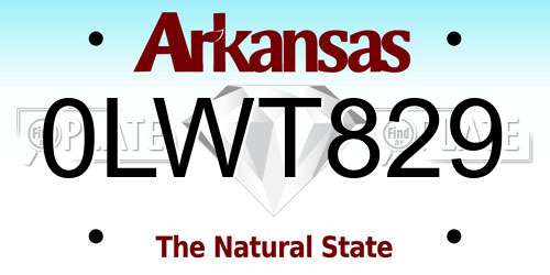 0LWT829 Arkansas License Plate