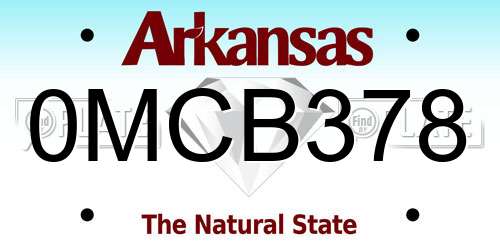 0MCB378 Arkansas License Plate