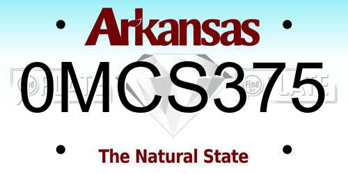0MCS375 Arkansas License Plate