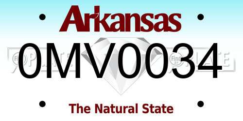 0MV0034 Arkansas License Plate