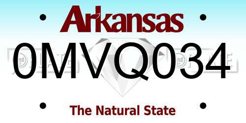 0MVQ034 Arkansas License Plate