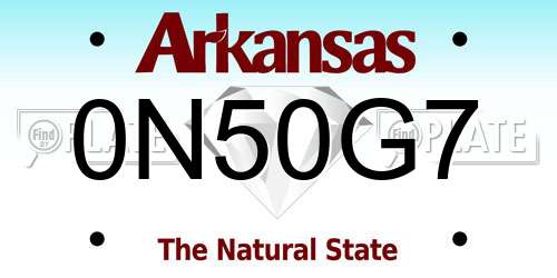 0N50G7 Arkansas License Plate