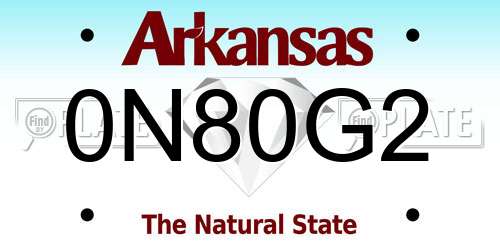 0N80G2 Arkansas License Plate