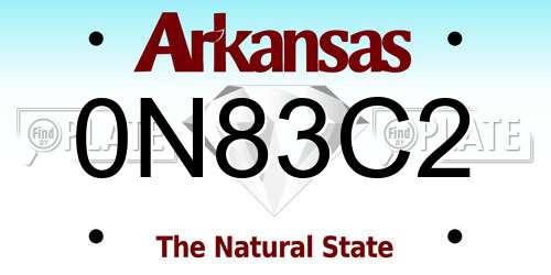 0N83C2 Arkansas License Plate
