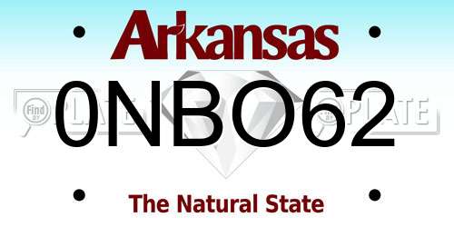 0NBO62 Arkansas License Plate