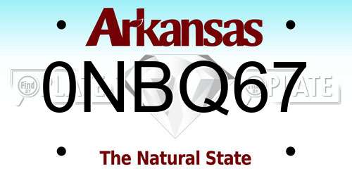 0NBQ67 Arkansas License Plate
