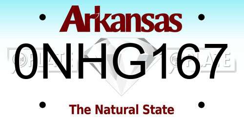 0NHG167 Arkansas License Plate