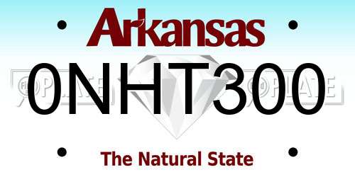 0NHT300 Arkansas License Plate