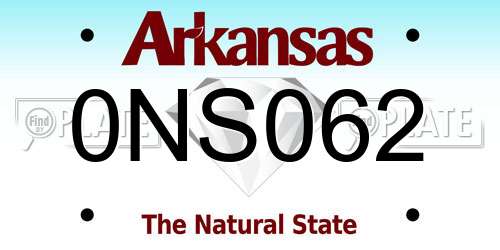 0NS062 Arkansas License Plate